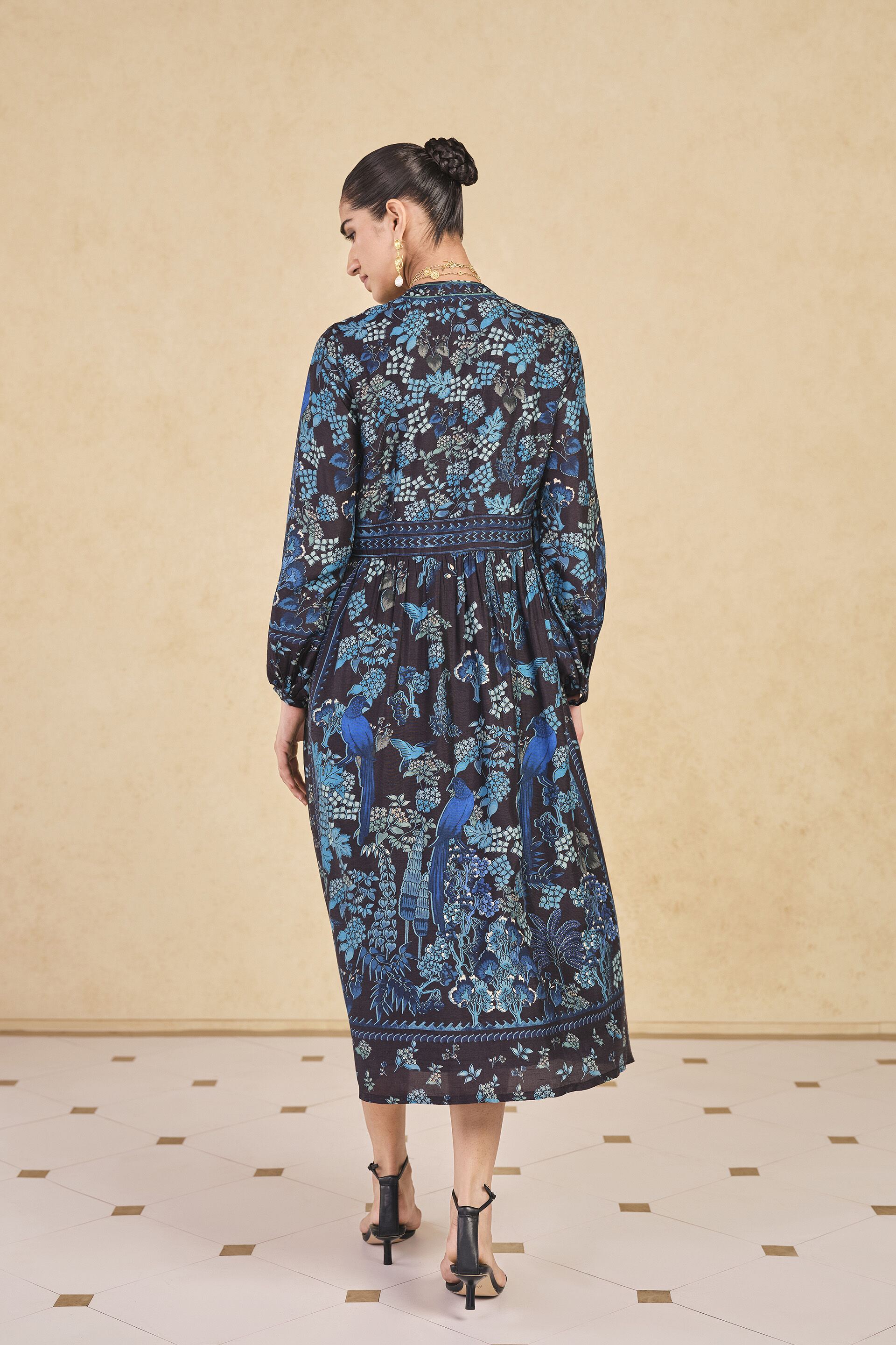 Avis Printed Silk Dress - Black, Black, image 2